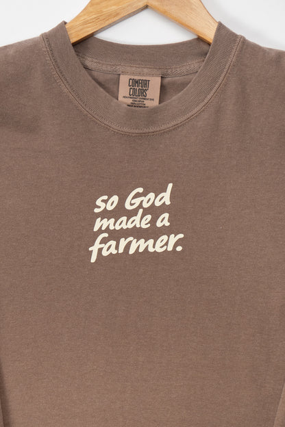 'So God made a Farmer.' Brown Long Sleeve