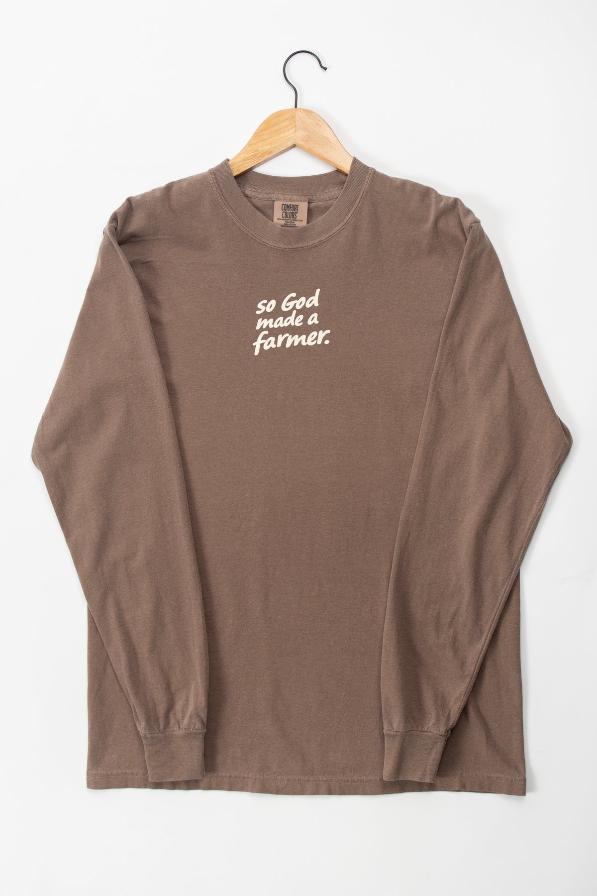 'So God made a Farmer.' Brown Long Sleeve
