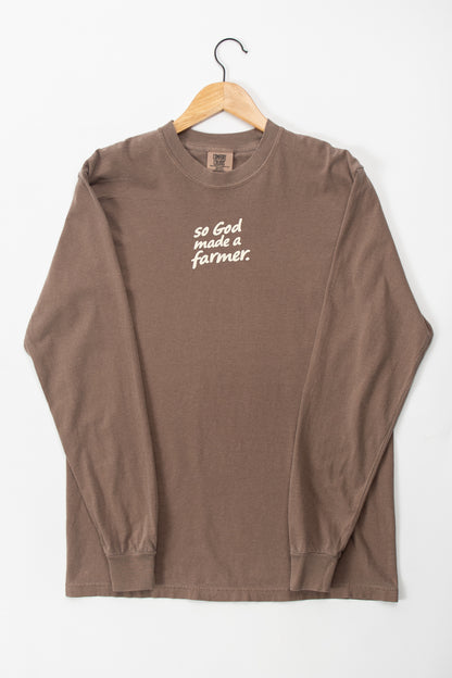 'So God made a Farmer.' Brown Long Sleeve