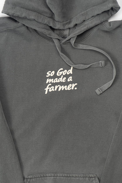 'So God made a Farmer.' Charcoal Hoodie