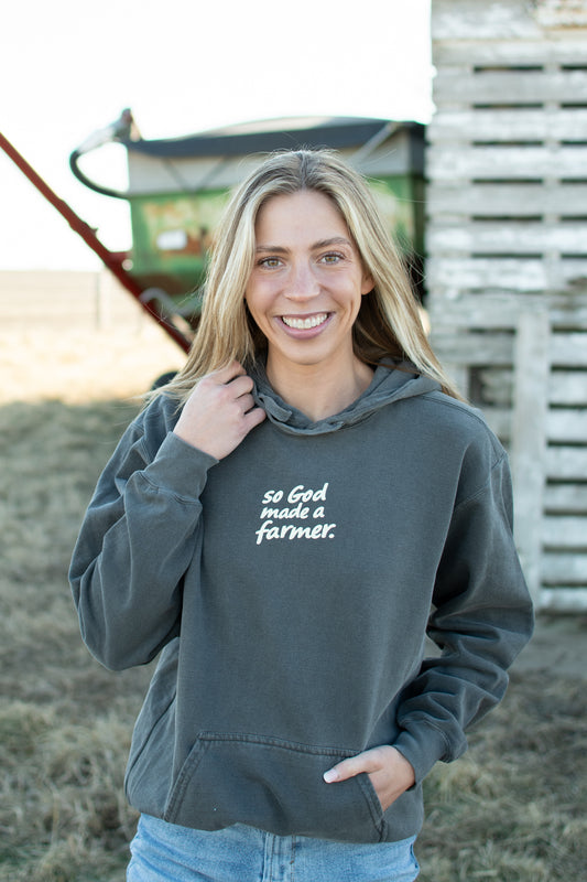 'So God made a Farmer.' Charcoal Hoodie