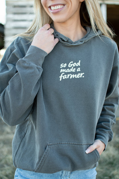 'So God made a Farmer.' Charcoal Hoodie
