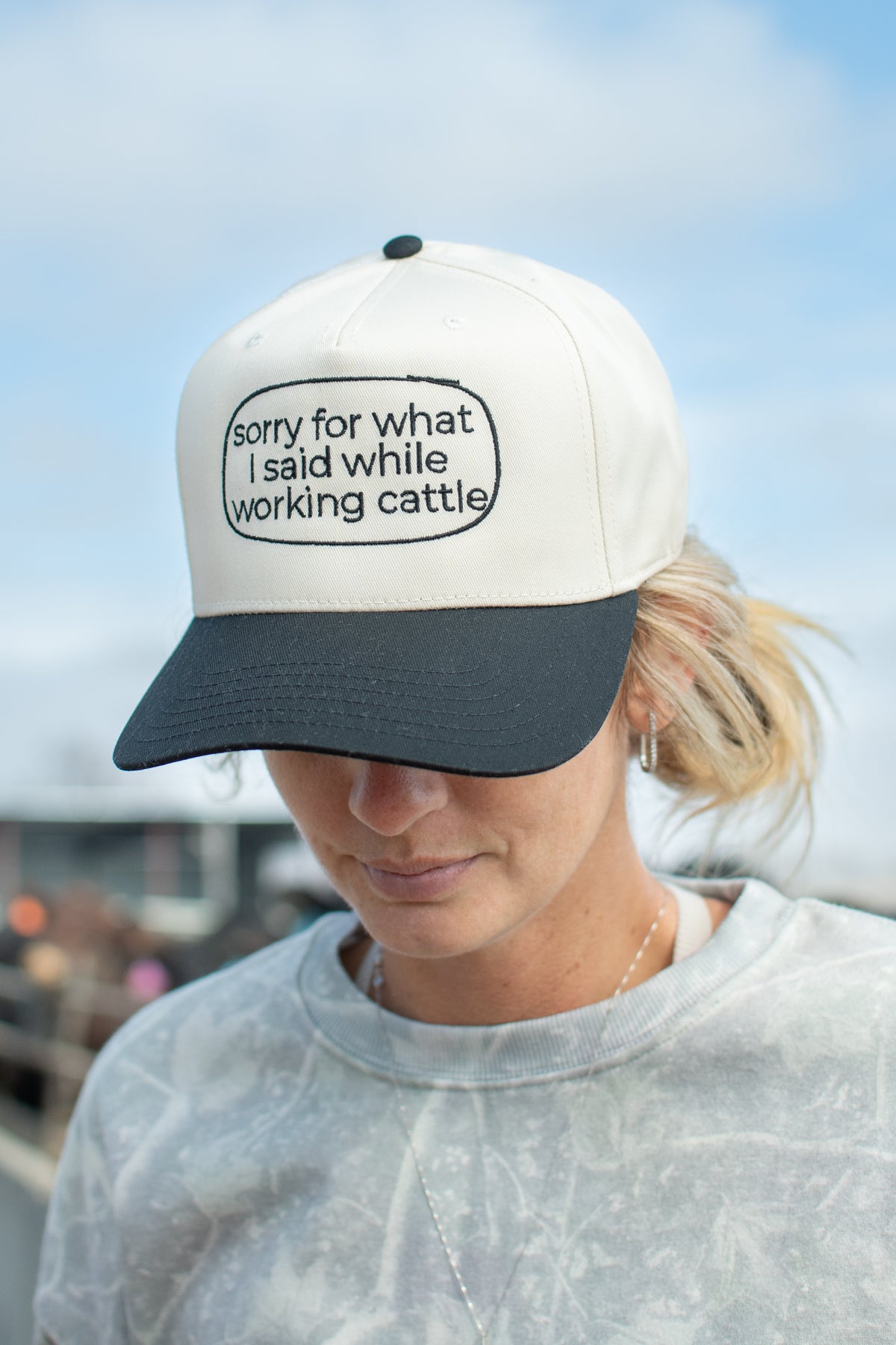 'Sorry for what I said while working cattle' Embroidered Trucker Hat