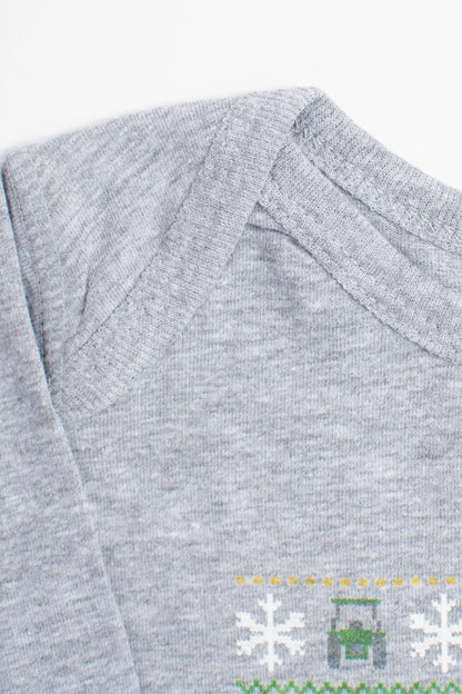 'Spreading Christmas Cheer' Green Tractor Baby Onesie