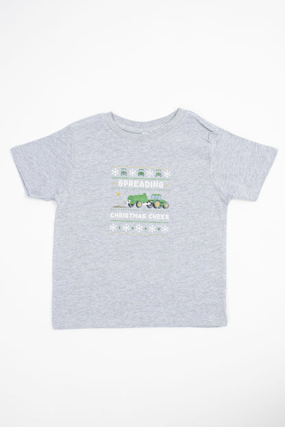 'Spreading Christmas Cheer' Green Tractor Toddler/Youth Tee