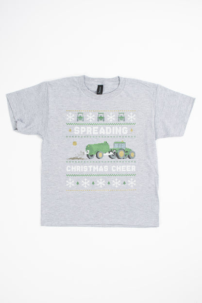 'Spreading Christmas Cheer' Green Tractor Toddler/Youth Tee