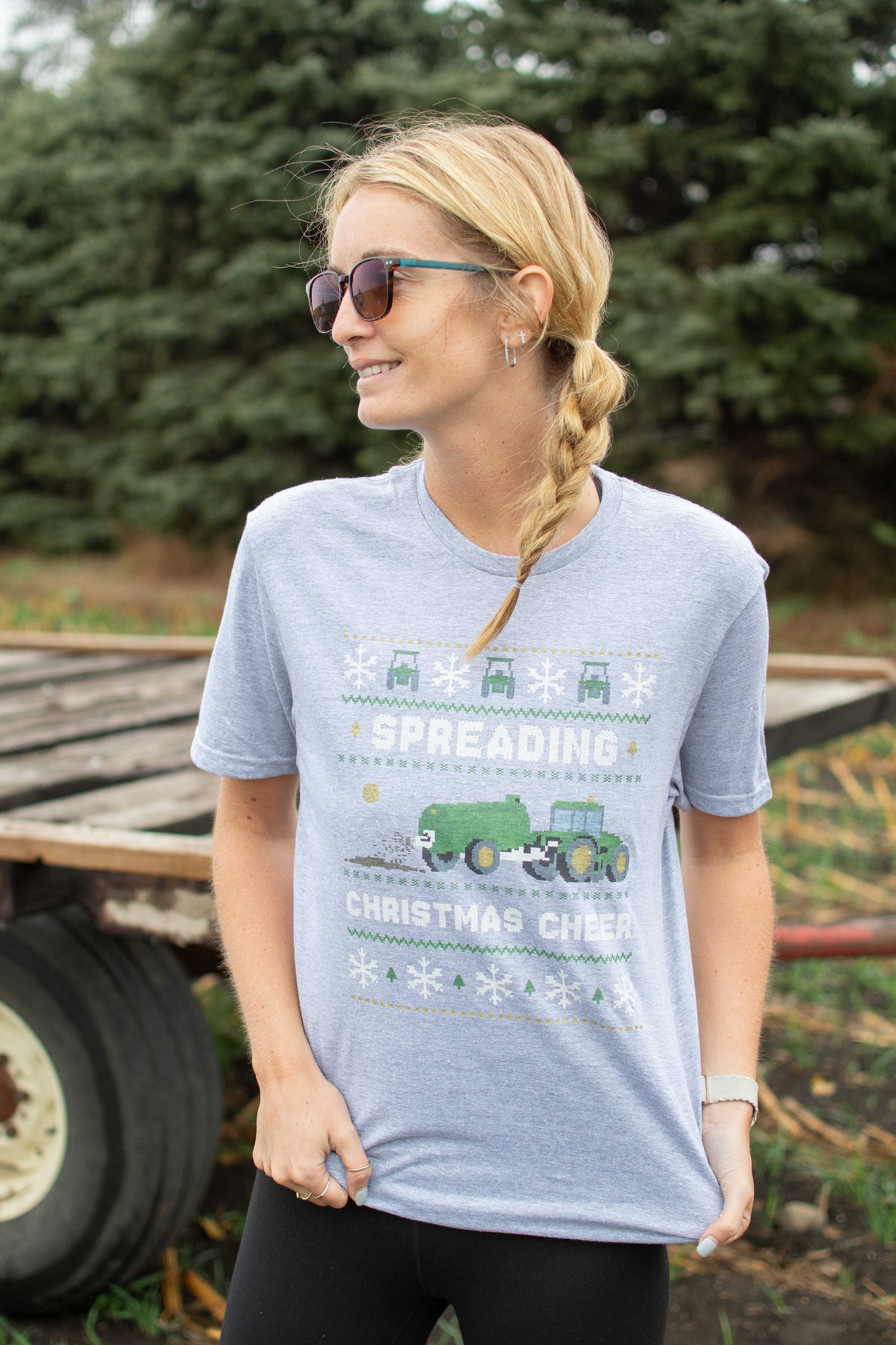 Spreading_Christmas_Cheer_Green_Tractor_Tee [F] [LS]
