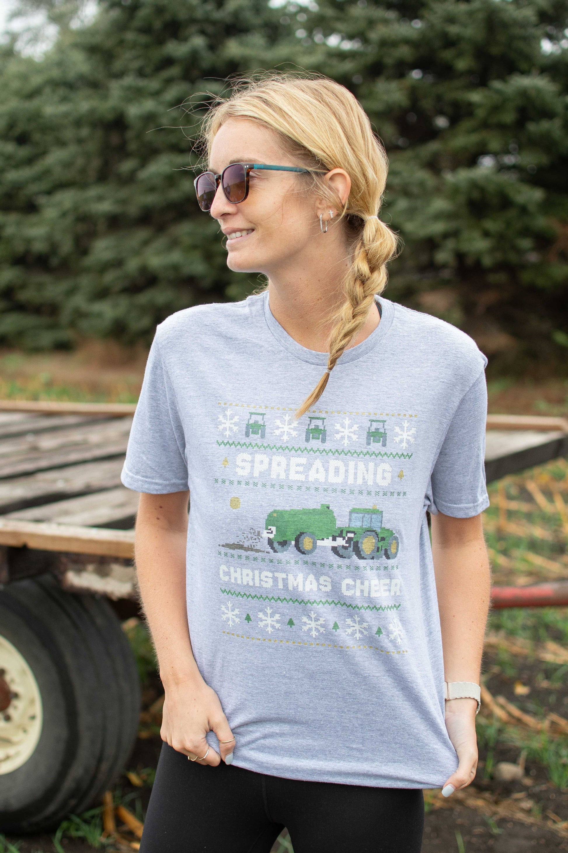 Spreading_Christmas_Cheer_Green_Tractor_Tee [F] [LS]