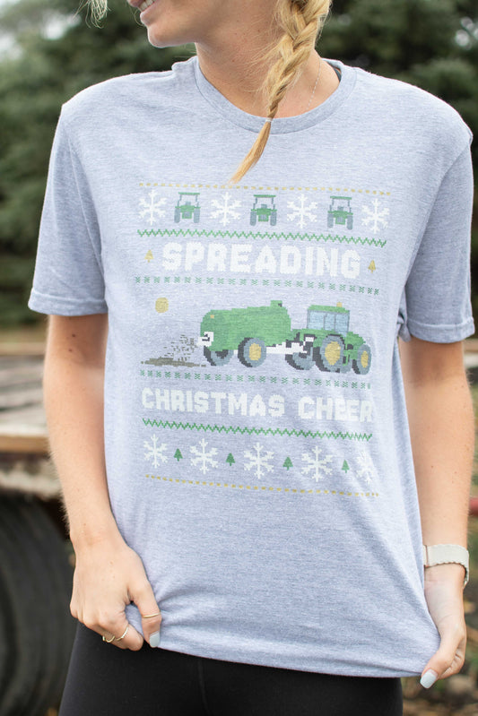 Spreading_Christmas_Cheer_Green_Tractor_Tee [F] [LS]