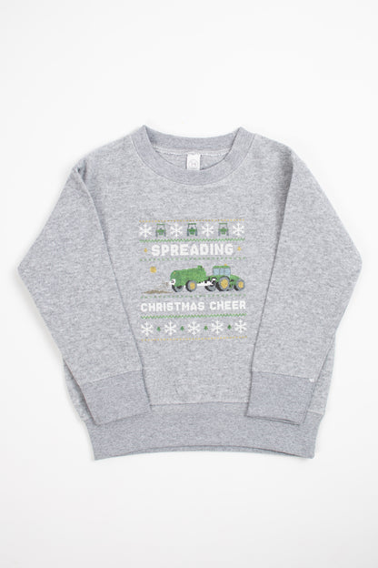 'Spreading Christmas Cheer' Green Tractor Toddler/Youth Crewneck