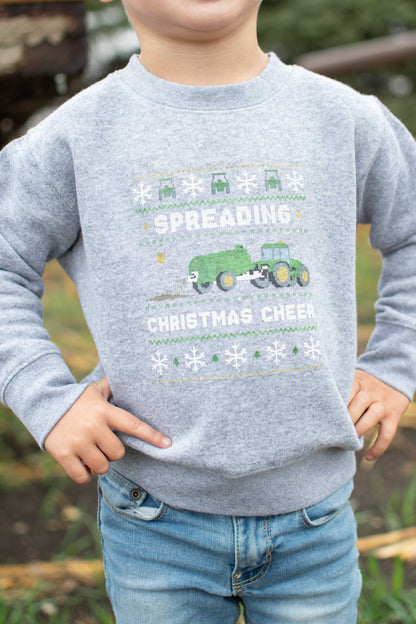 'Spreading Christmas Cheer' Green Tractor Toddler/Youth Crewneck