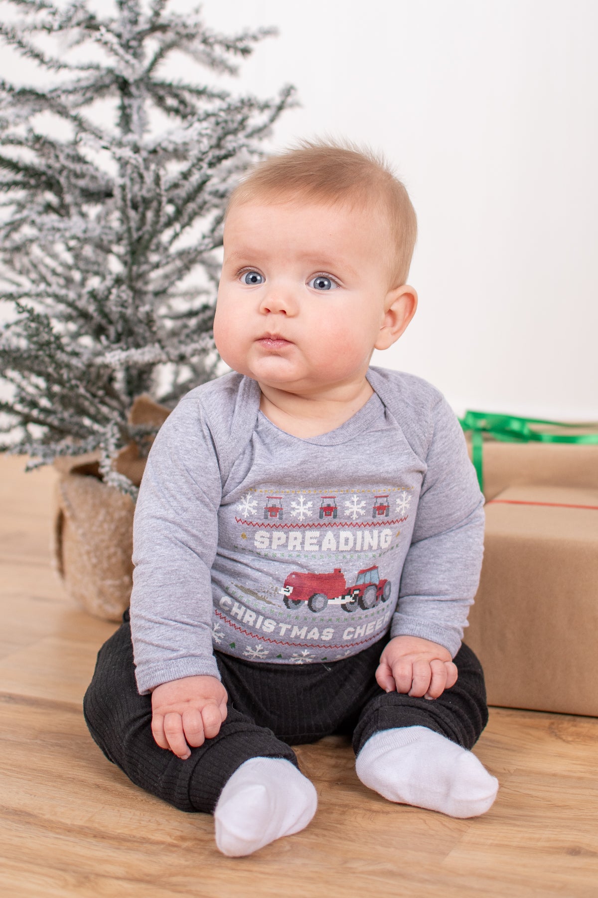 'Spreading Christmas Cheer' Red Tractor Baby Onesie