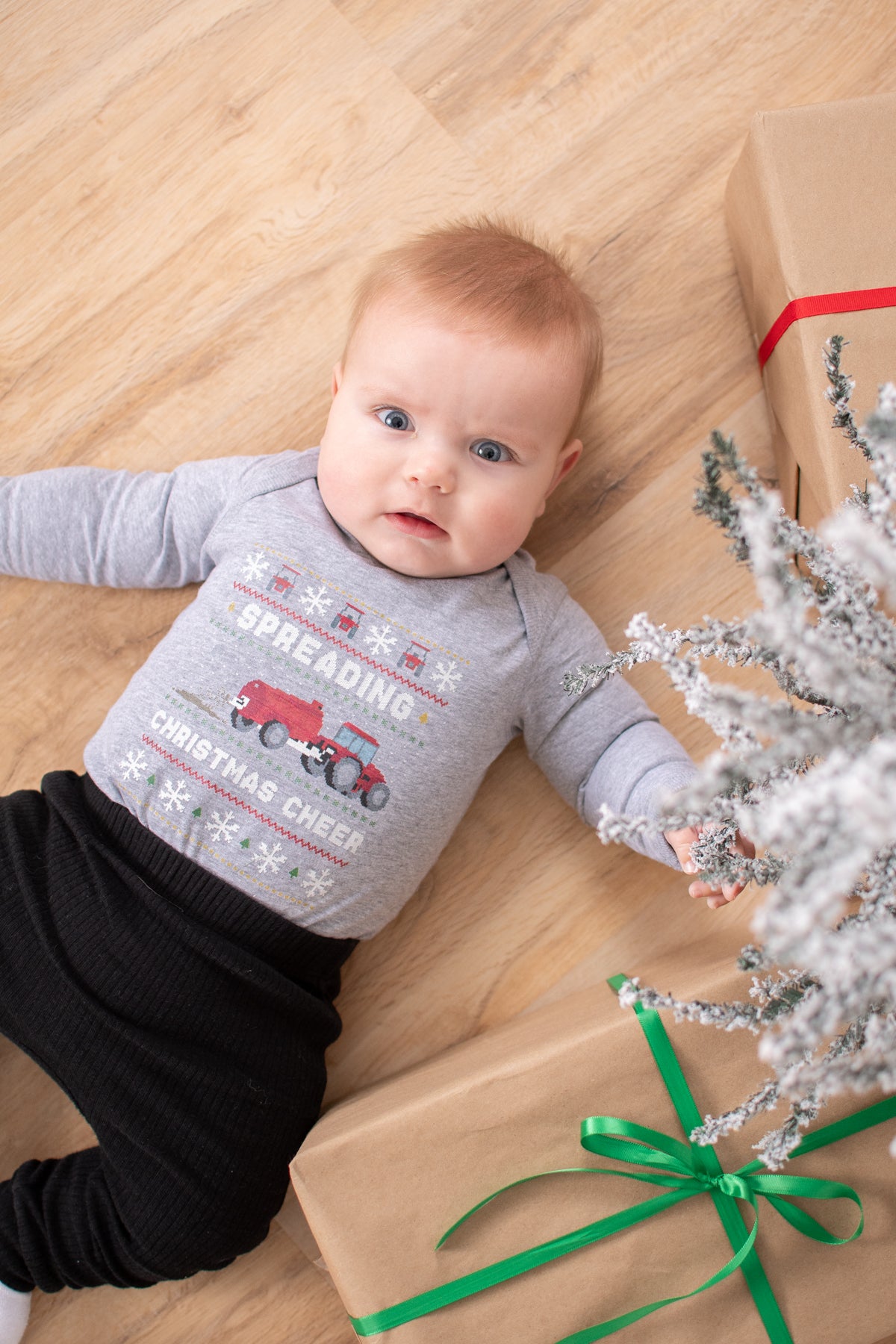 'Spreading Christmas Cheer' Red Tractor Baby Onesie