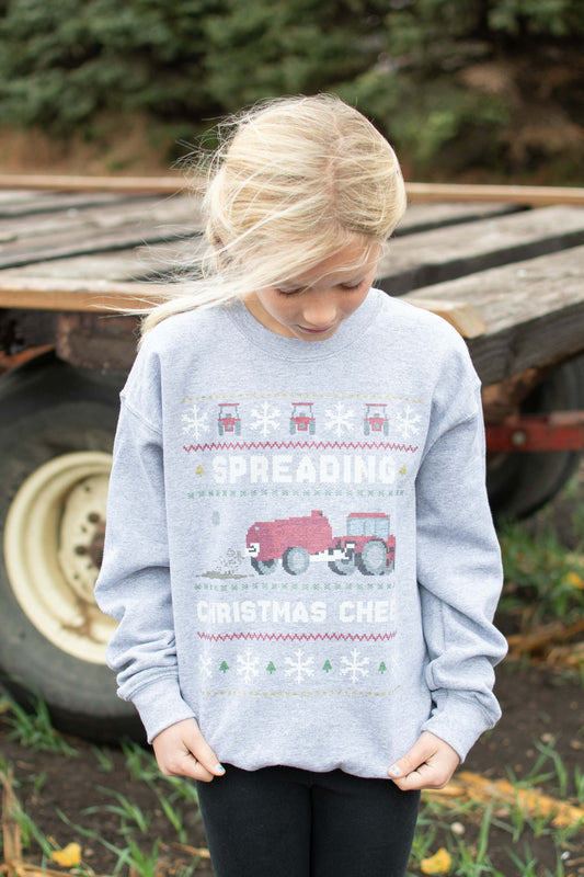 'Spreading Christmas Cheer' Red Tractor Toddler/Youth Crewneck
