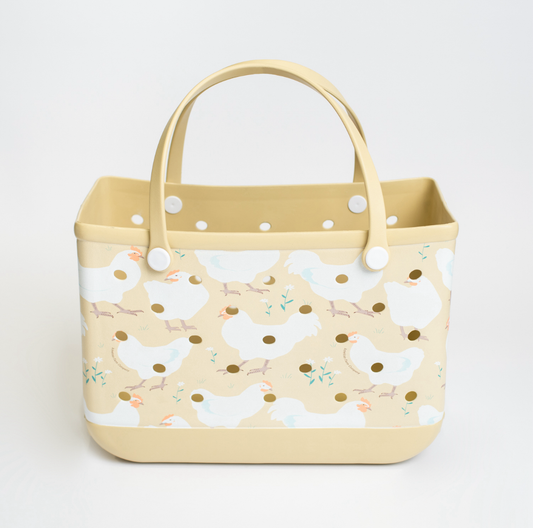 Spring Chicken Rubber Beach Tote