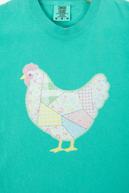 Spring Patchwork Chicken Green Tee