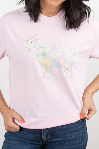 Spring Patchwork Goat Pink Tee