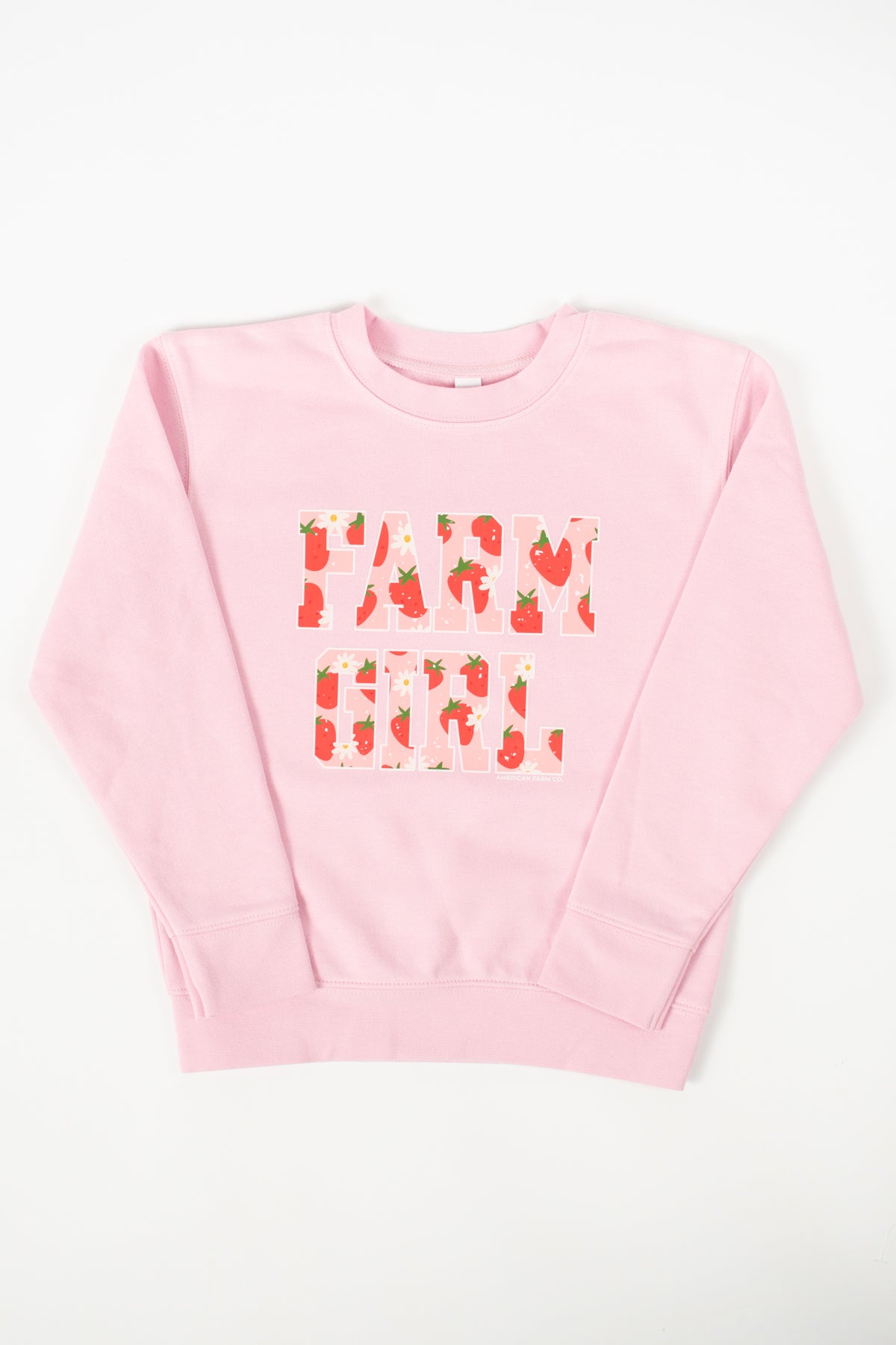 Strawberry & Floral 'Farm Girl' Pink Tractor Toddler Crewneck