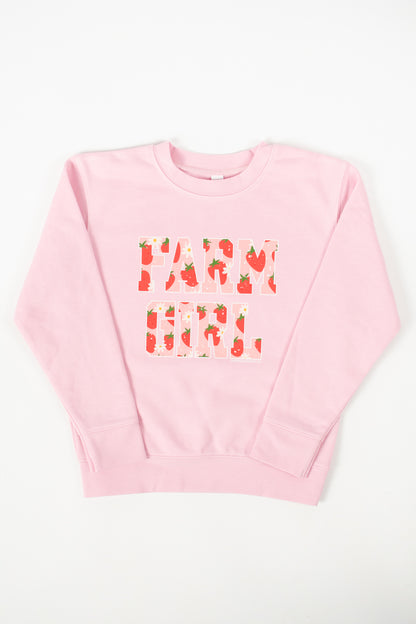 Strawberry & Floral 'Farm Girl' Pink Tractor Toddler Crewneck
