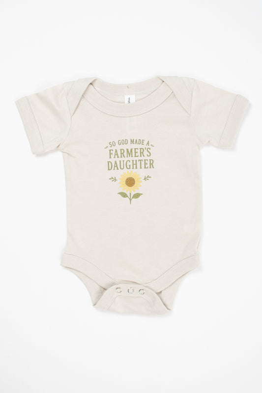 Sunflower 'So God Made a Farmer's Daughter' Baby Onesie