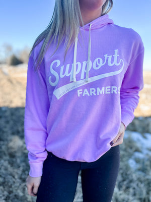 ‘Support Farmers’ Banner Violet Hoodie