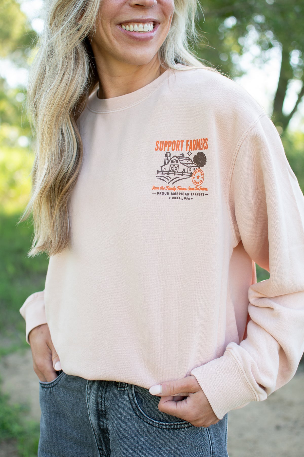 'Support Farmers - Save the Family Farms' Crewneck