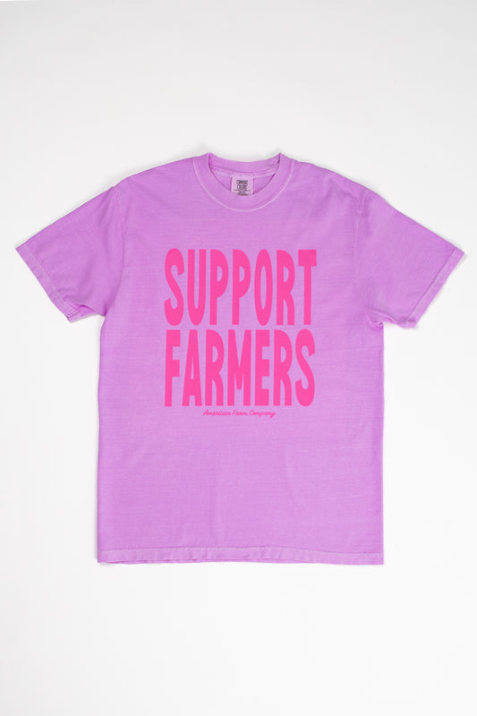 'Support Farmers' Neon Purple Tee
