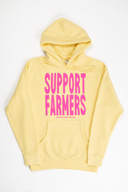 'Support Farmers' Yellow Hoodie