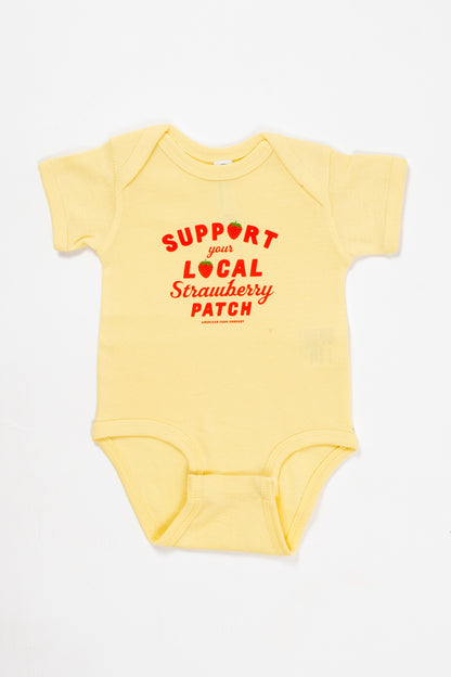 'Support Your Local Strawberry Patch' Yellow Onesie