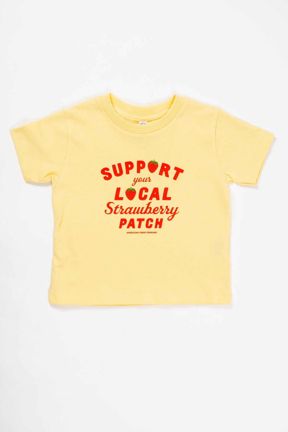'Support Your Local Strawberry Patch' Toddler/Youth Yellow Tee