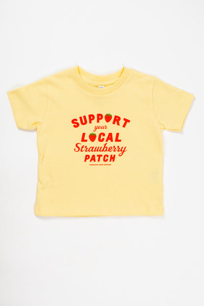 'Support Your Local Strawberry Patch' Toddler/Youth Yellow Tee