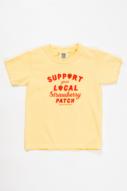 'Support Your Local Strawberry Patch' Toddler/Youth Yellow Tee