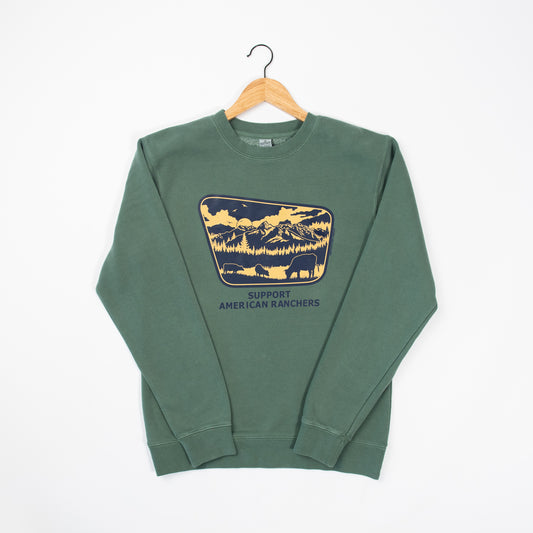 Support American Ranchers Landscape Green Crewneck