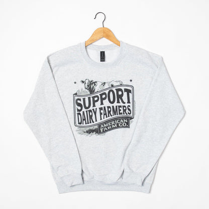 'Support Dairy Farmers' Ash Crewneck