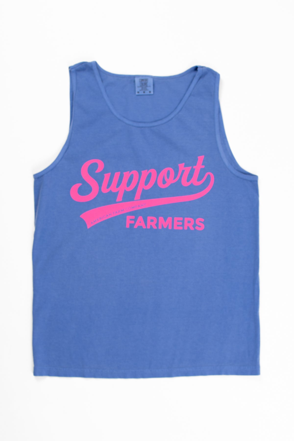 'Support Farmers' Banner Blue Tank Top