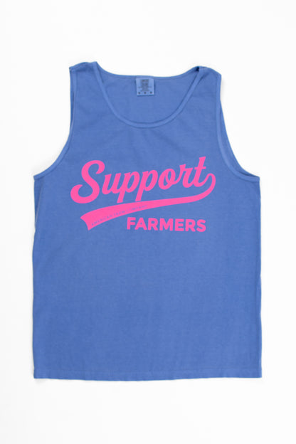 'Support Farmers' Banner Blue Tank Top
