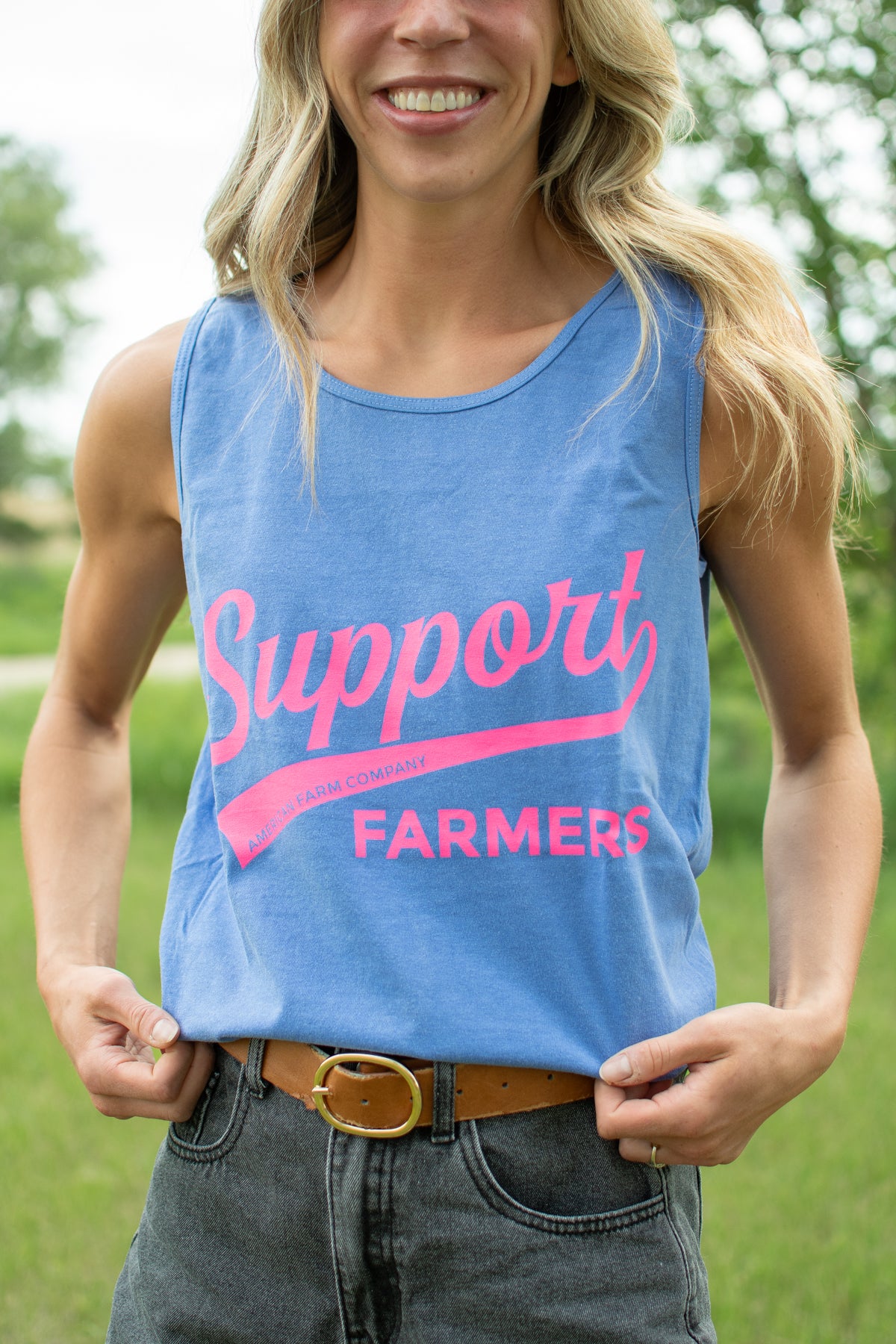 Support Farmers' Banner Blue Tank Top