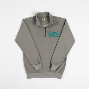 'Support Farmers Banner' Grey 1/4 Zip - American Farm Company