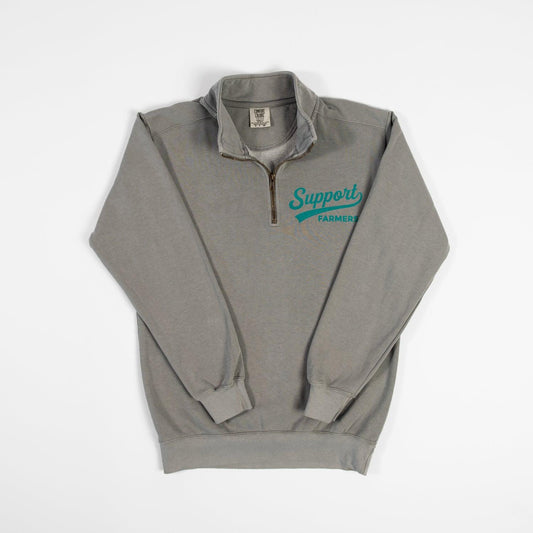 Support Farmers Banner Grey 1/4 Zip - American Farm Company