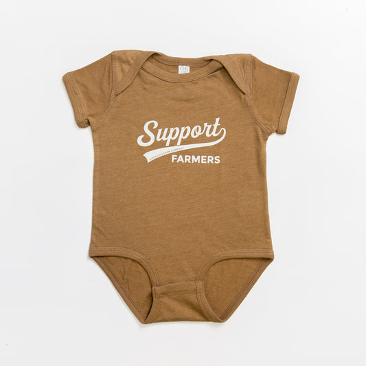 Support Farmers Banner Heather Brown Onesie