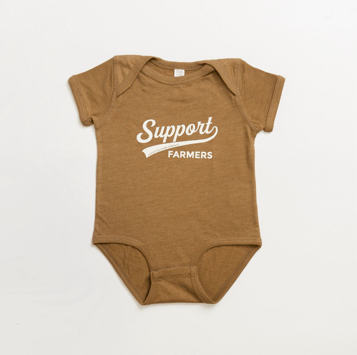 Support Farmers Banner Heather Brown Onesie - American Farm Company