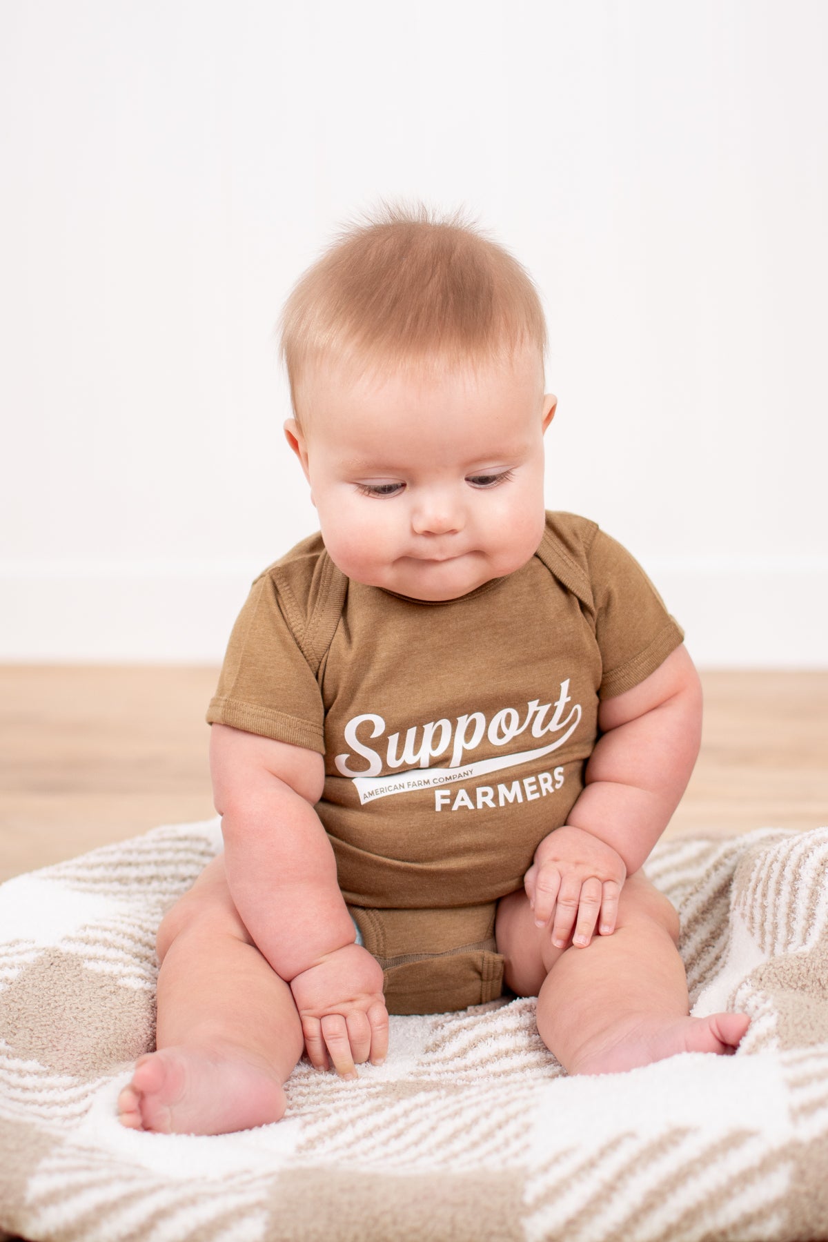 'Support Farmers' Banner Heather Brown Onesie