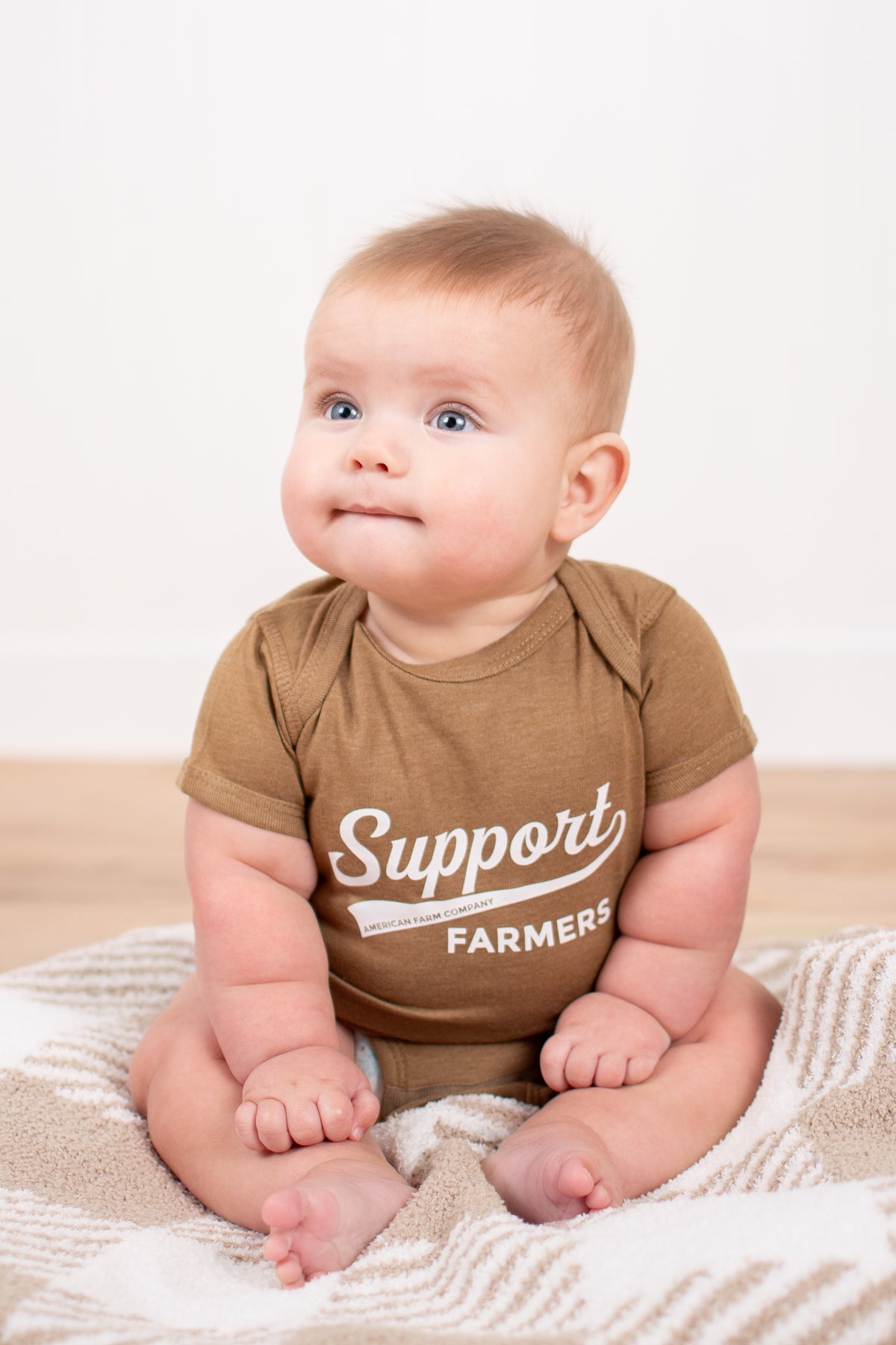 'Support Farmers' Banner Heather Brown Onesie
