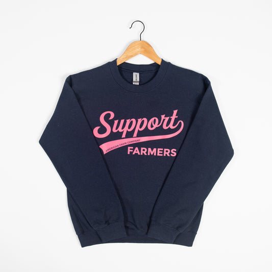 Support Farmers Banner Navy Crewneck