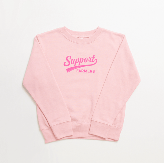 Support Farmers Banner Pink Crew- Toddler - American Farm Company