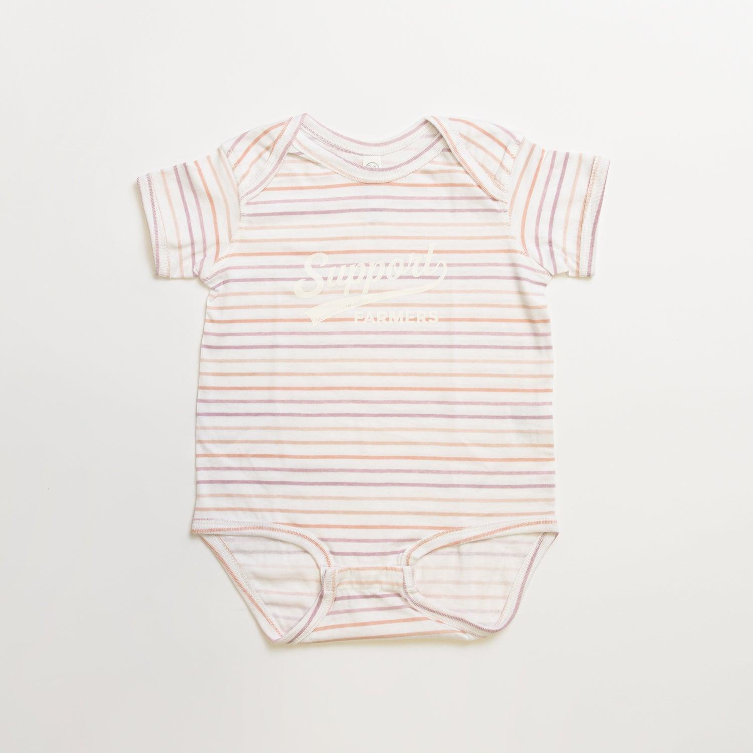 Support Farmers Banner Stripe Onesie - American Farm Company