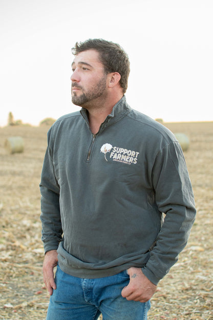Support Farmers Cotton 1/4" Washed Charcoal Zip [M]