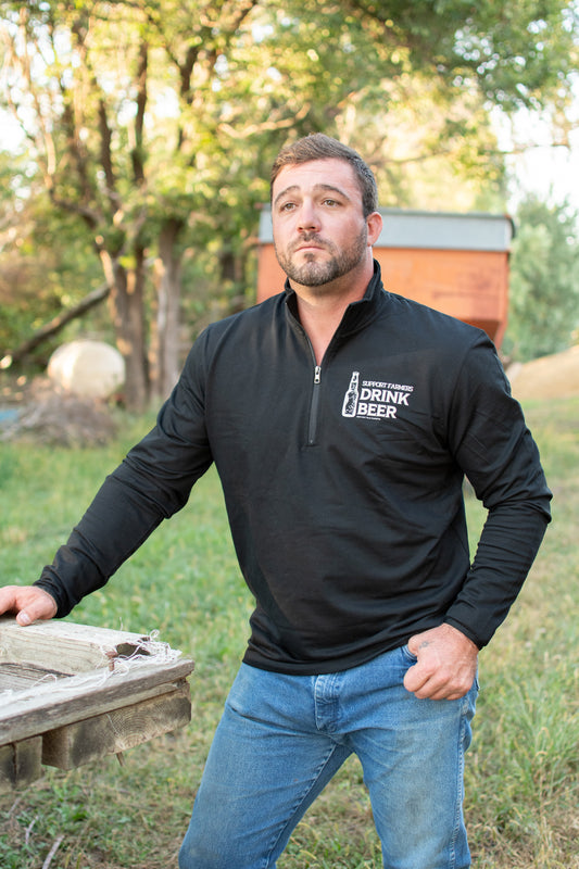'Support Farmers Drink Beer' Performance 1/4 Zip Pullover