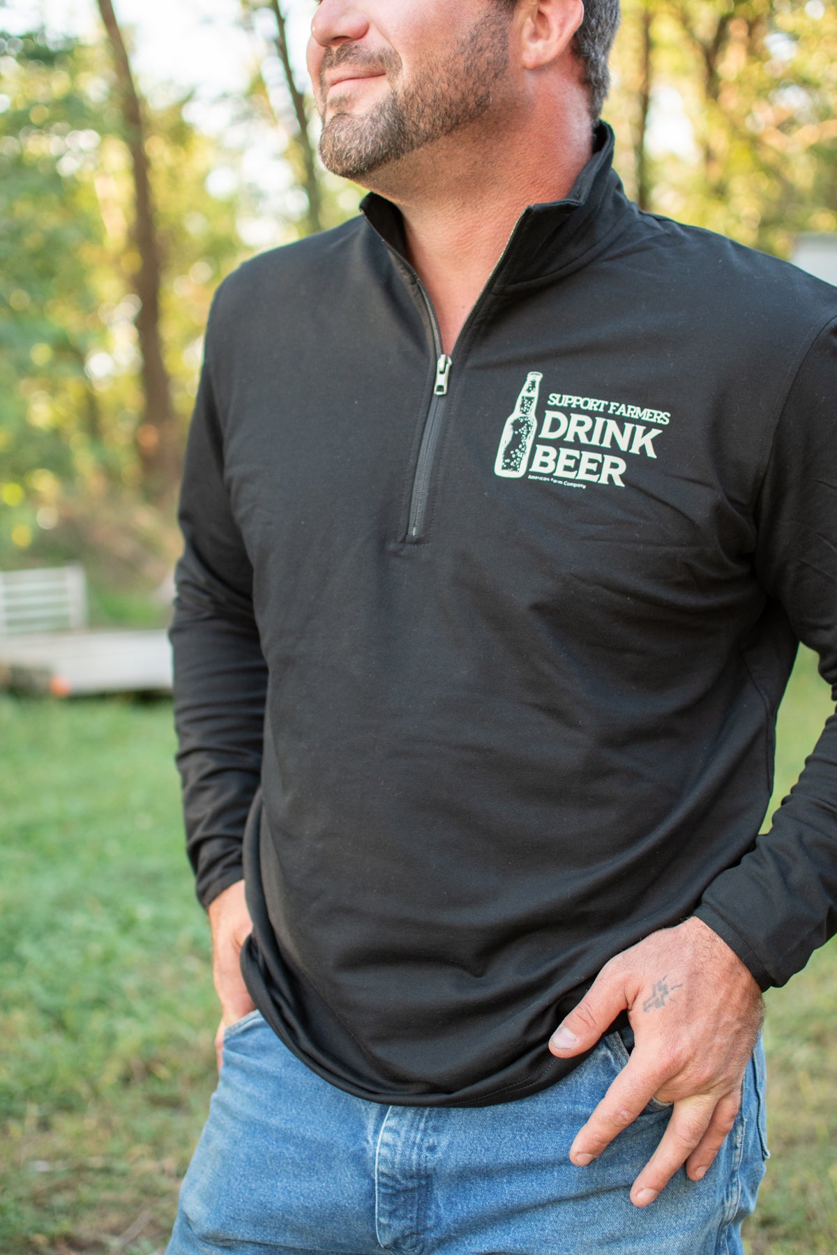 'Support Farmers Drink Beer' Performance 1/4 Zip Pullover