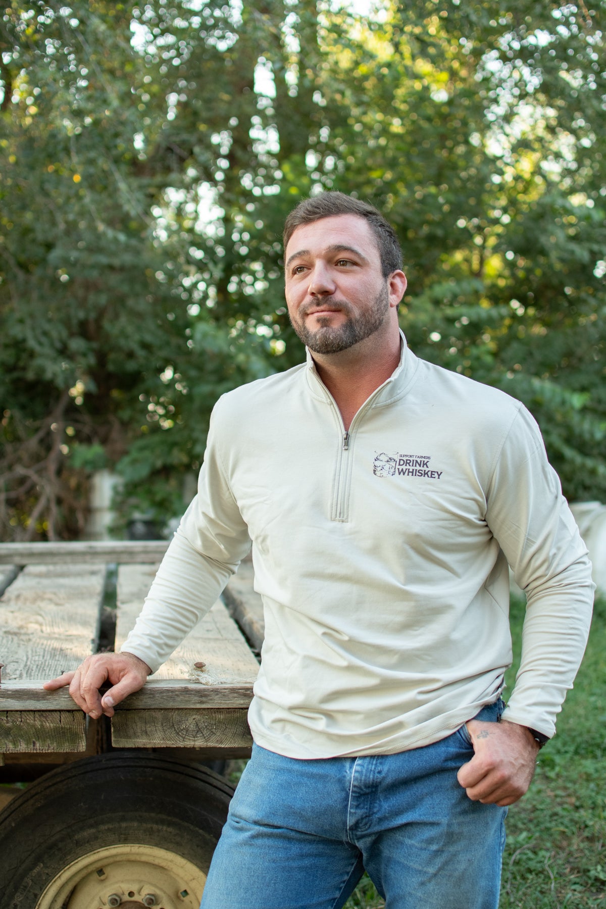 'Support Farmers Drink Whiskey' Performance 1/4 Zip Pullover